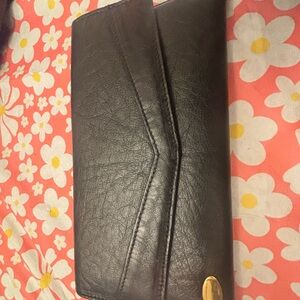 Vintage 70’s Black Leather Clutch Bag Y2K Body Purse Excellent Condition
